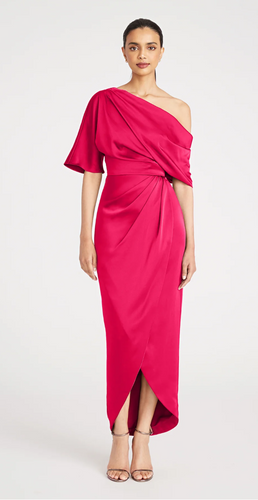 Theia Rayna One Shoulder Gown Passion Fruit