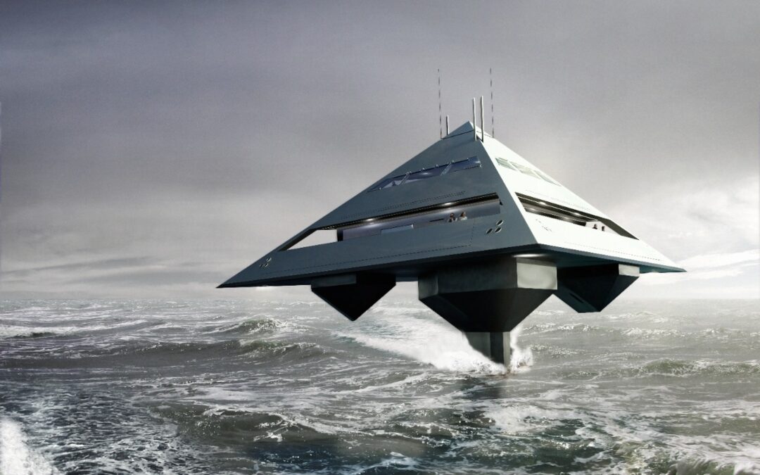 Tetra is a pyramid-shaped yacht that looks like an alien spaceship